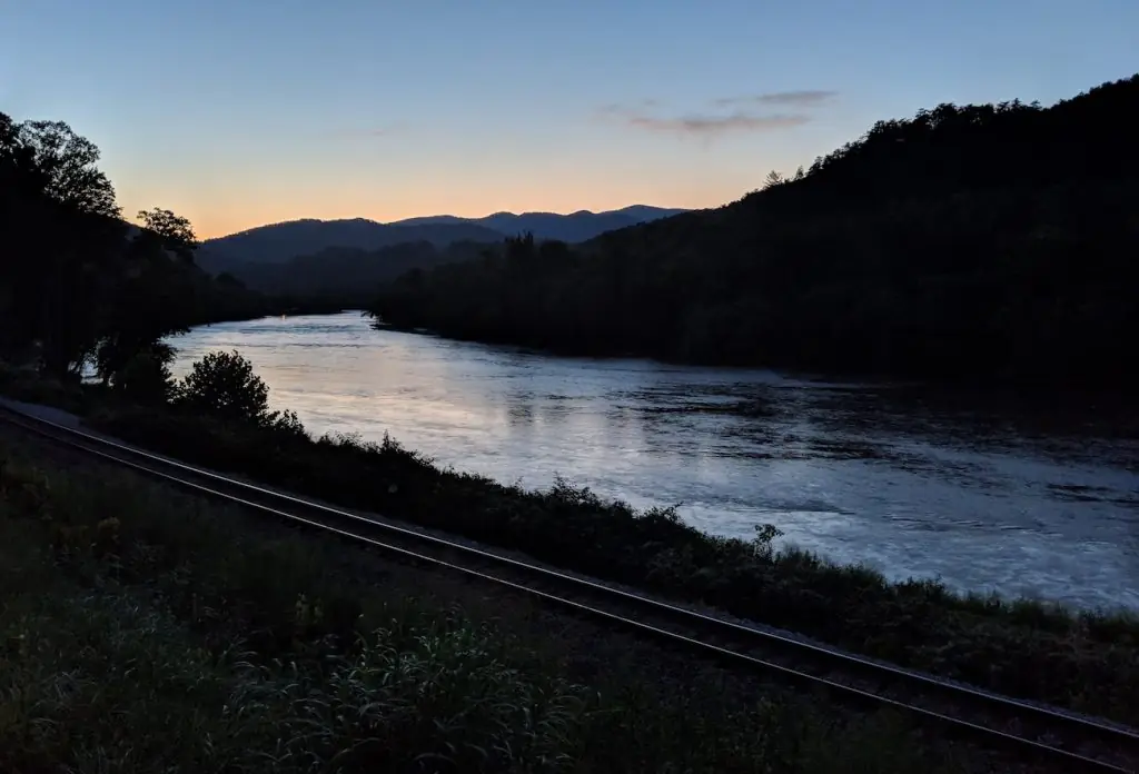 Sunset over the French Broad River in Cocke County, Tennessee