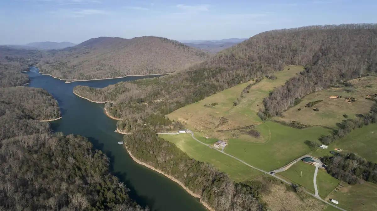 Forested ridges and Norris Lake near Maynardville in Union County, Tennessee